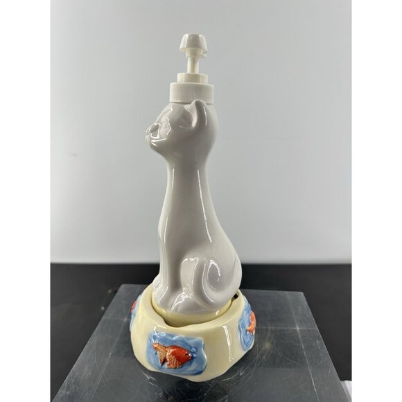 New Vintage 1999 Ceramic White Cat Soap Pump Soap Dispenser w/Base (H-1) - Picture 3 of 10